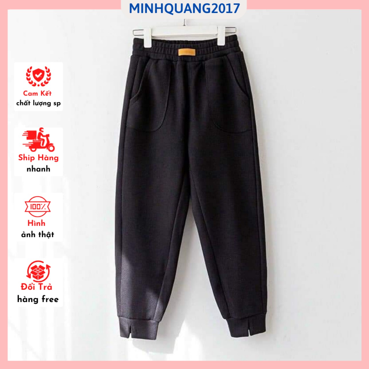 Quần nhung nữ dáng baggy cao cấp bo gấu dáng thể thao dày mịn đẹp