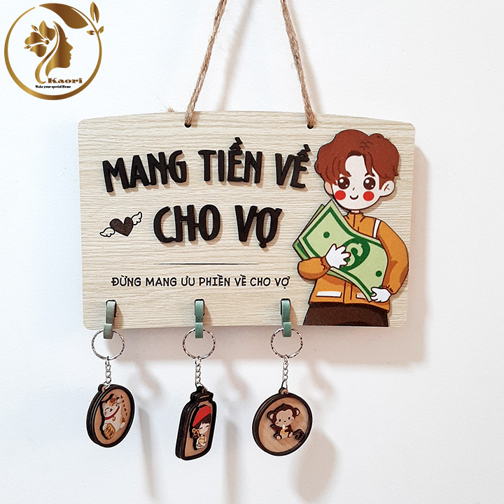 Bảng gỗ treo tường decor trang trí nhà cửa, bảng gỗ treo cửa mẫu mang tiền về cho vợ