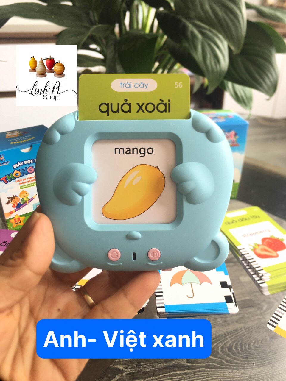 Máy Đọc Thẻ Flashcard Song ngữ Anh- Việt, phát âm chuẩn cho bé kèm thẻ cáp sạc USB