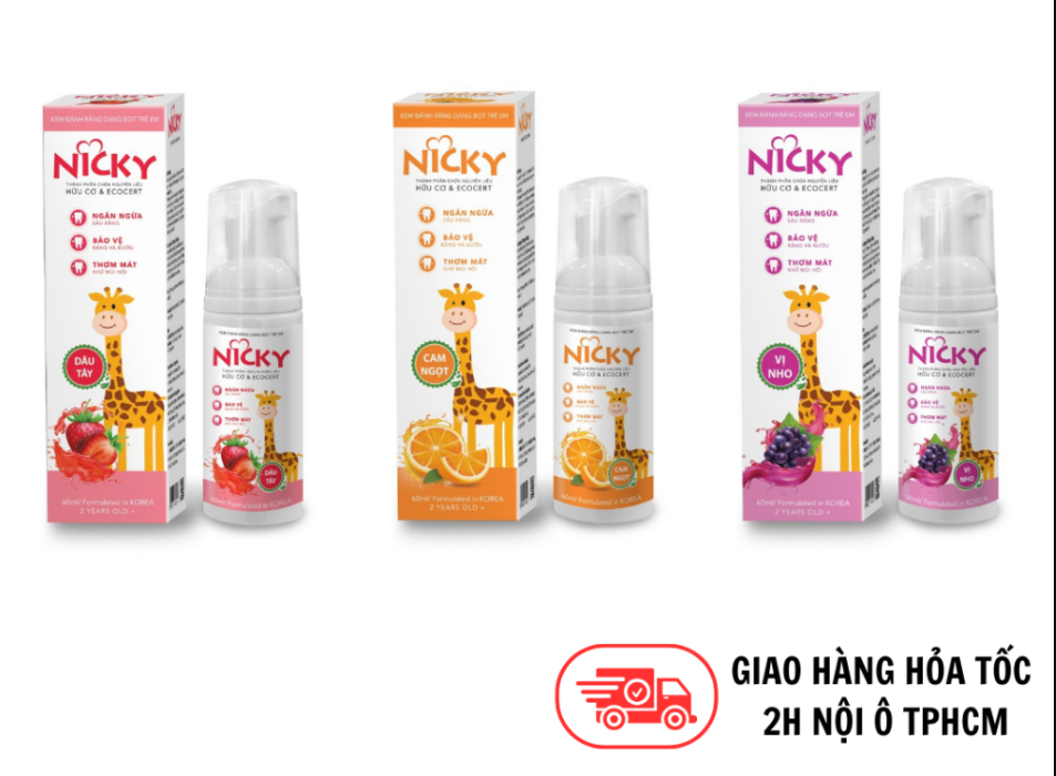 Kem đánh răng dạng bọt siêu mịn trẻ em nicky 60ml
