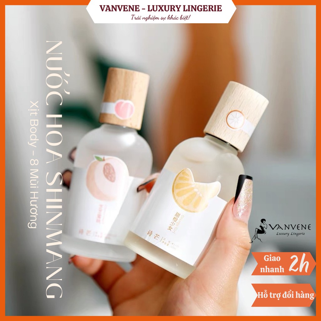 Nước Hoa Xịt Body Shinmang Nắp Gỗ 8 Mùi Hương Vanvene Dung Tích 50Ml Giữ Hương 6-8 Tiếng Phù Hợp Mọi Lứa Tuổi PK500
