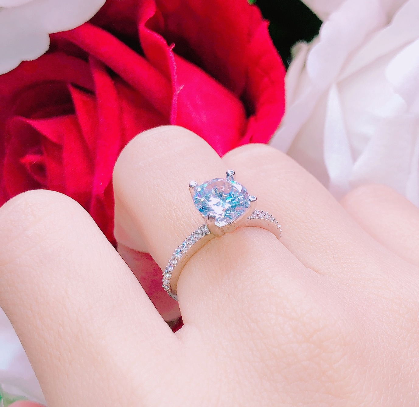 Nhẫn nữ đẹp, nhẫn nữ xi bạch kim xinh đẹp đính đá pha lê sáng pha lê lấp lánh ngũ sắc đính đá siêu xinh dễ thương Trang sức Minshop KN09111903 - đeo đi đám cưới vô cùng quý phái CAM KẾT KHÔNG ĐEN, 1 ĐỔI 1 NẾU KHÔNG HÀI LÒNG