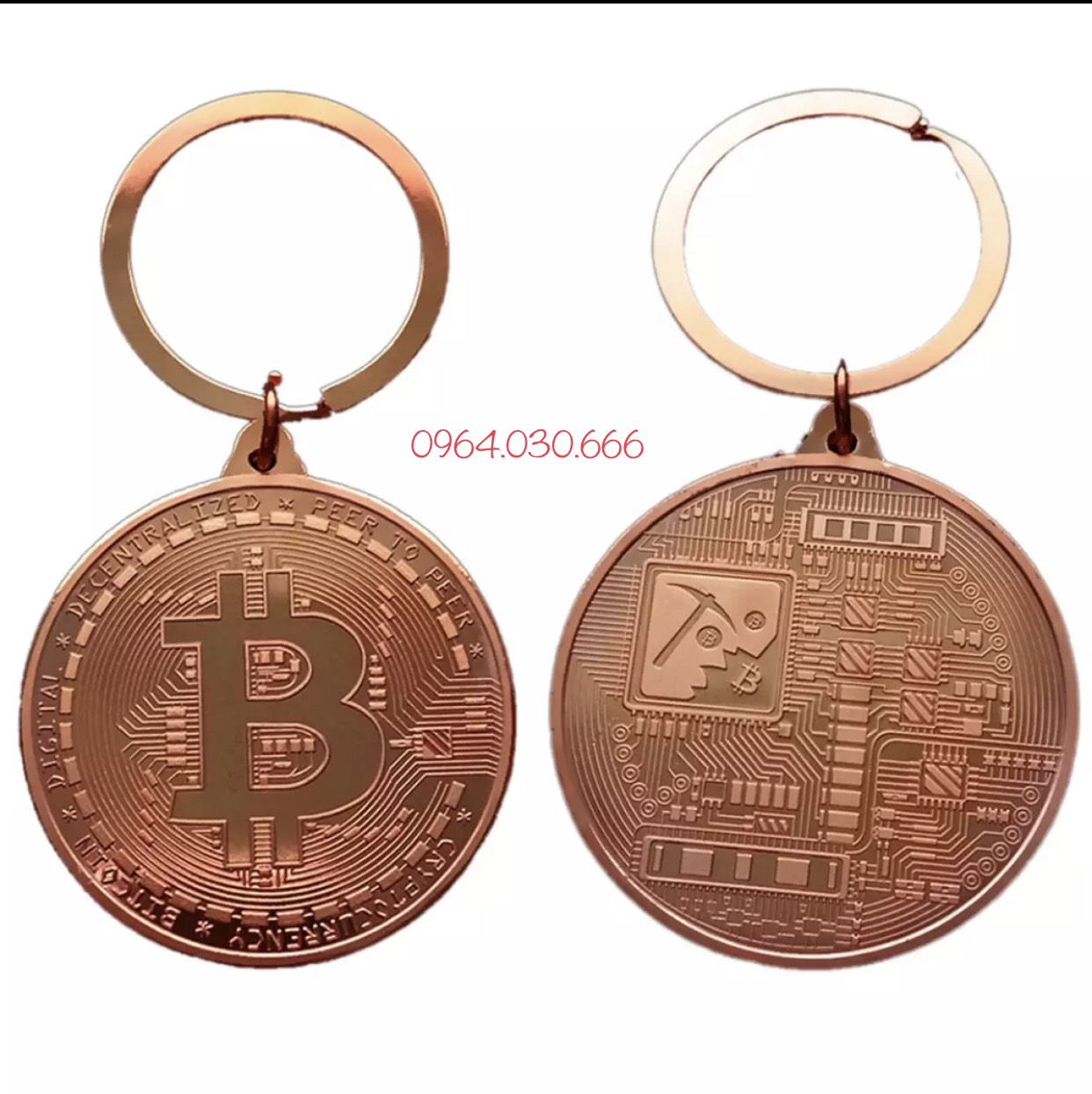 Móc chìa khóa đồng xu bitcoin mạ đồng, sang trọng, độc lạ