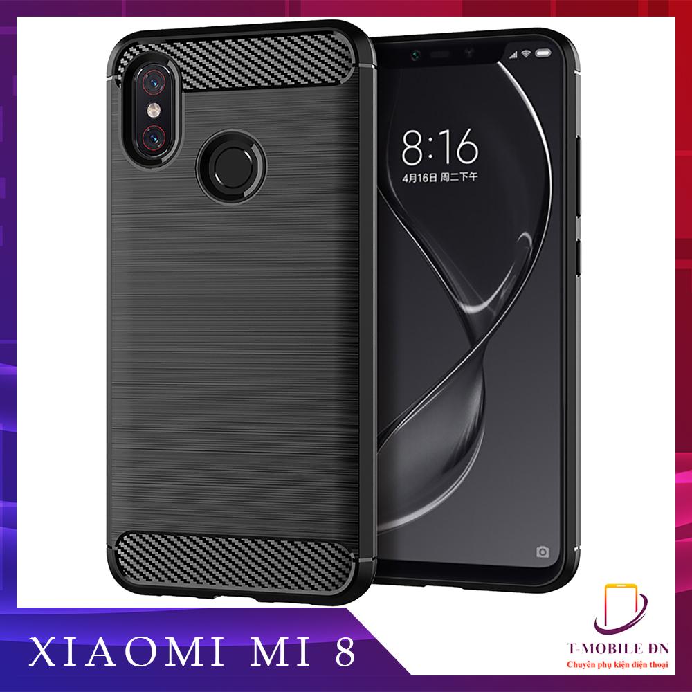 Ốp lưng Xiaomi Mi 8 ốp silicone mềm Carbone phay xước chống sốc chống vân tay
