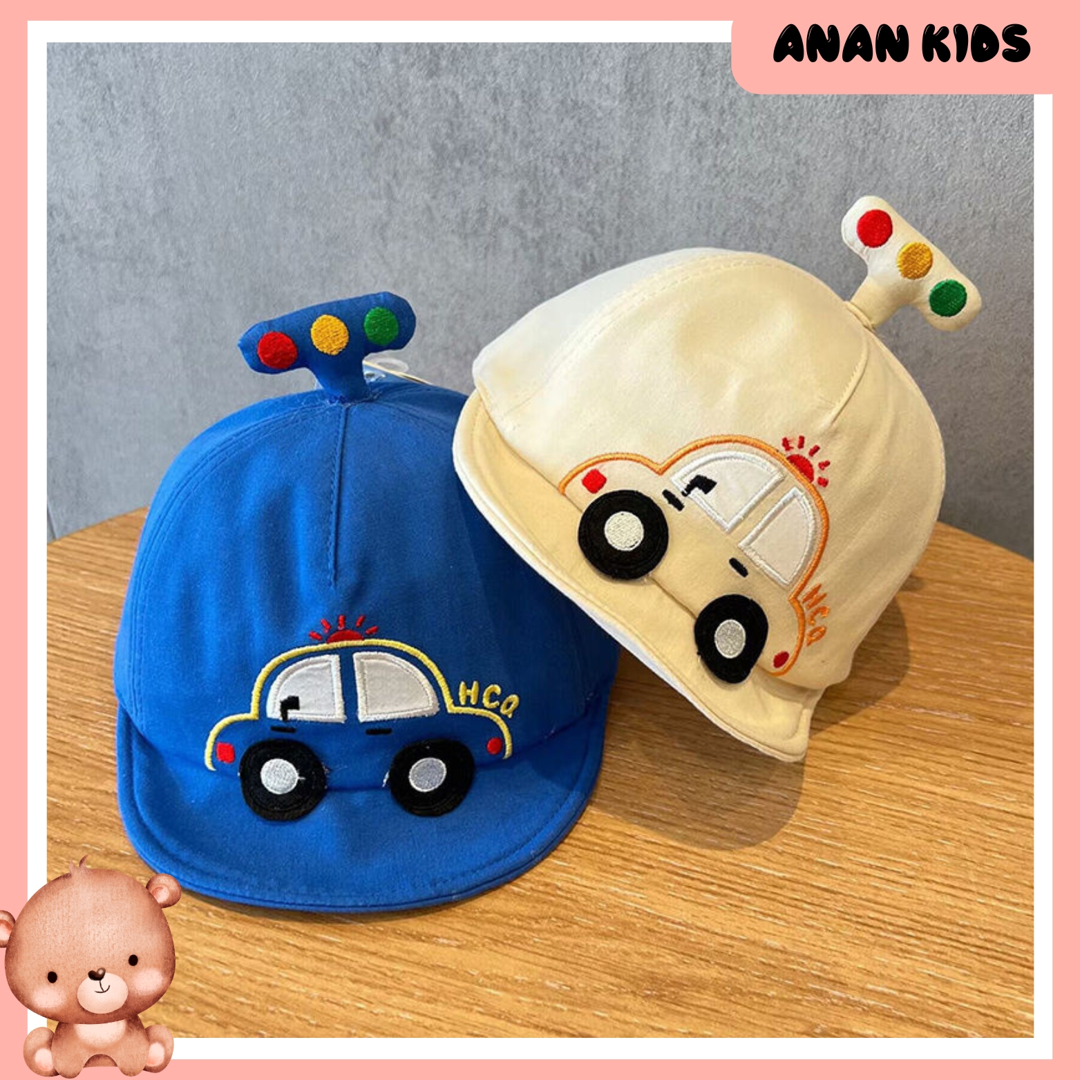 Mũ lưỡi trai mềm thêu hình ô tô cute, xinh xỉu cho bé 5-24m