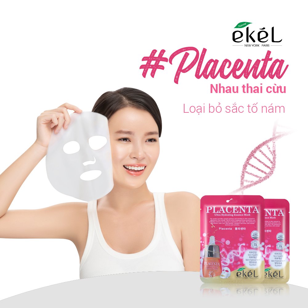 10 miếng mặt nạ dưỡng da nhau thai cừu EKEL - Ekel Placenta ULtra Hydrating Essence Mask