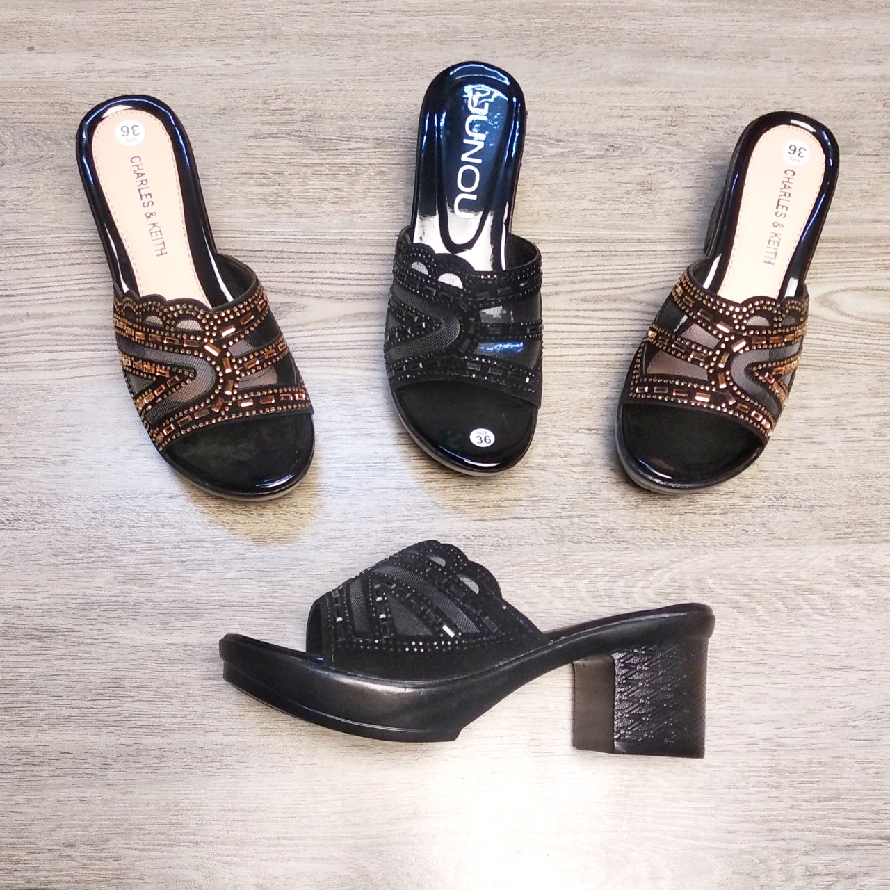 (Size 36-43) Dép nữ trung niên 5p đính hạt cho mẹ bao êm nhẹ dễ đi