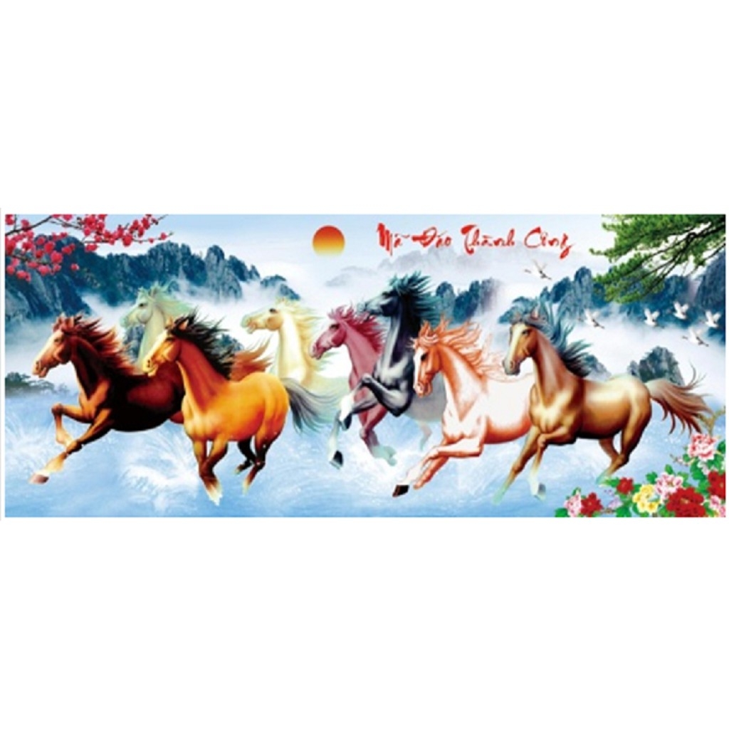 Tranh thêu 3d mã đáo thành công 93x43cm