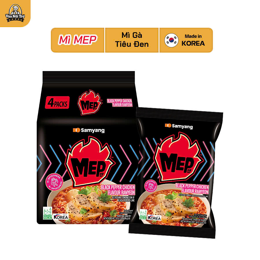 [4 Gói] Mì Gà Tiêu Đen MEP Samyang 80g/gói