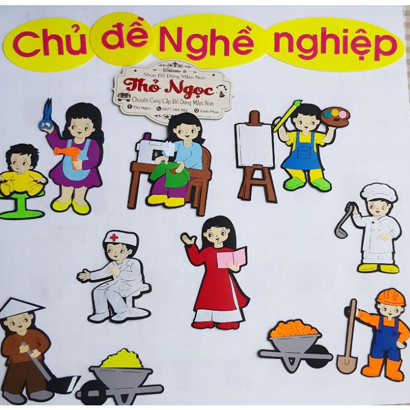 Tranh góc chủ đề nghề nghiệp bằng nỉ- đồ dùng mầm non bằng nỉ