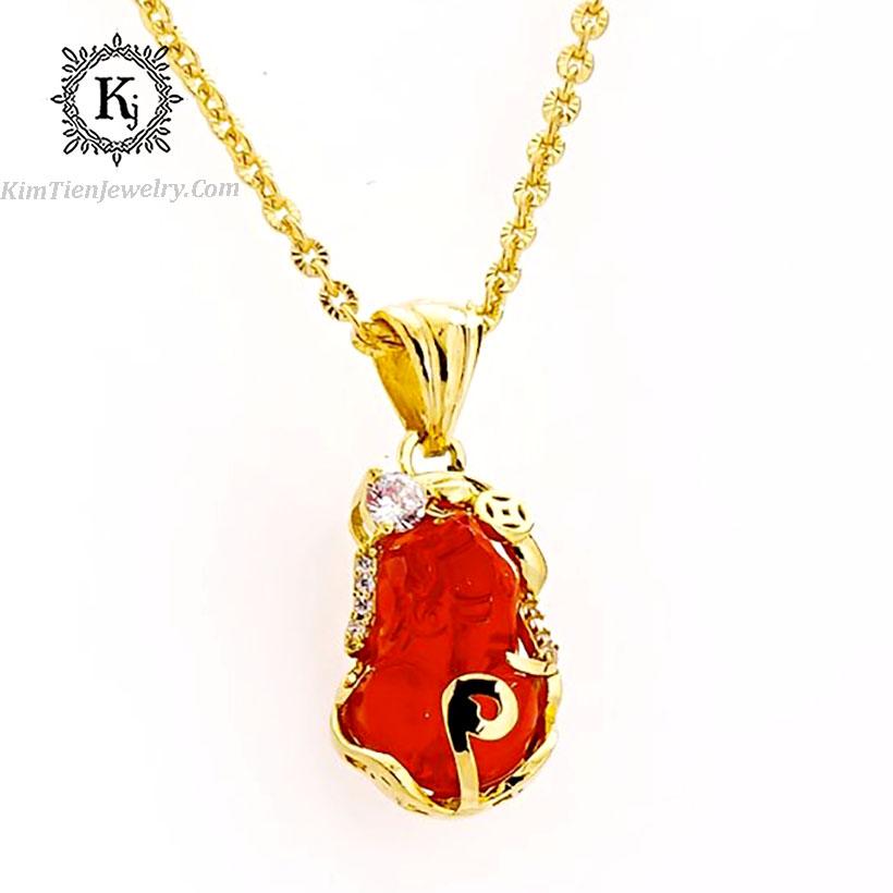 Dây Chuyền Phong Thủy Tỳ Hưu Đá Bọc Platium Bọc Vàng (#K80)- Chiêu Tài Chiêu Lộc Tứ Phương - Gia Tăng Vượng Khí