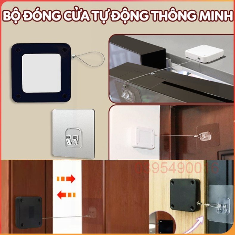 [LOẠI TỐT] Hộp Dây Rút Tự động đóng Cửa , Giữ đồ Dùng Cửa Hàng , Gia đình Không Cần Khoan Đục Cực Tiện Dụng, Dây Thép Không Gỉ, Thiết Bị Đóng Cửa Tự Động Đa Chức Năng Có Dây Rút, Kéo 800G