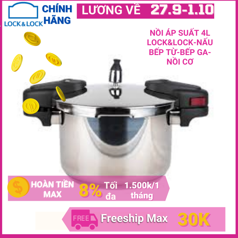 Nồi Áp Suất 4L, 3L  Lock&Lock LYD2182-LYD1182 Nồi nấu bếp từ, bếp ga-Nồi cơ