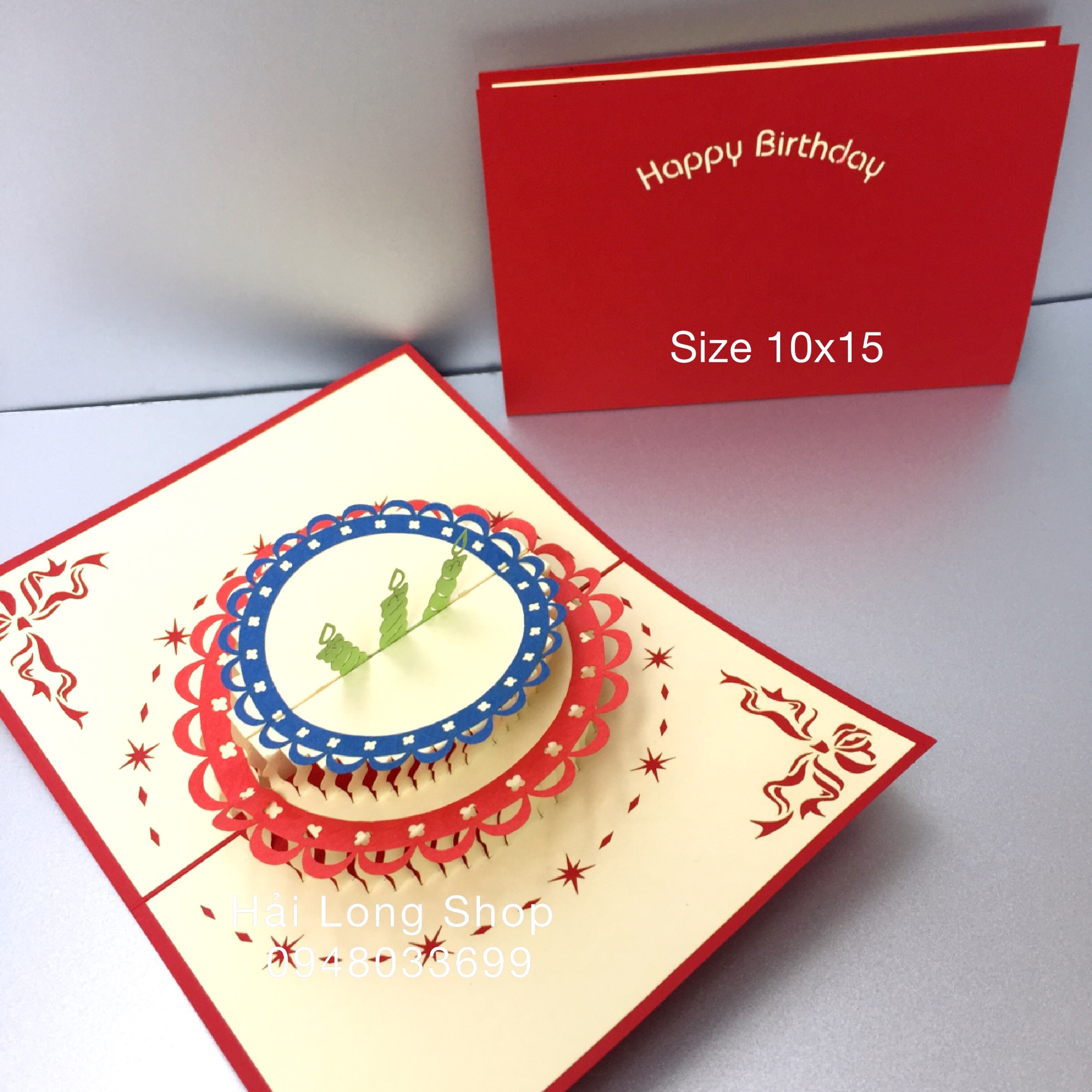 Bánh sinh nhật 3 nến - birthday - thiệp 3d