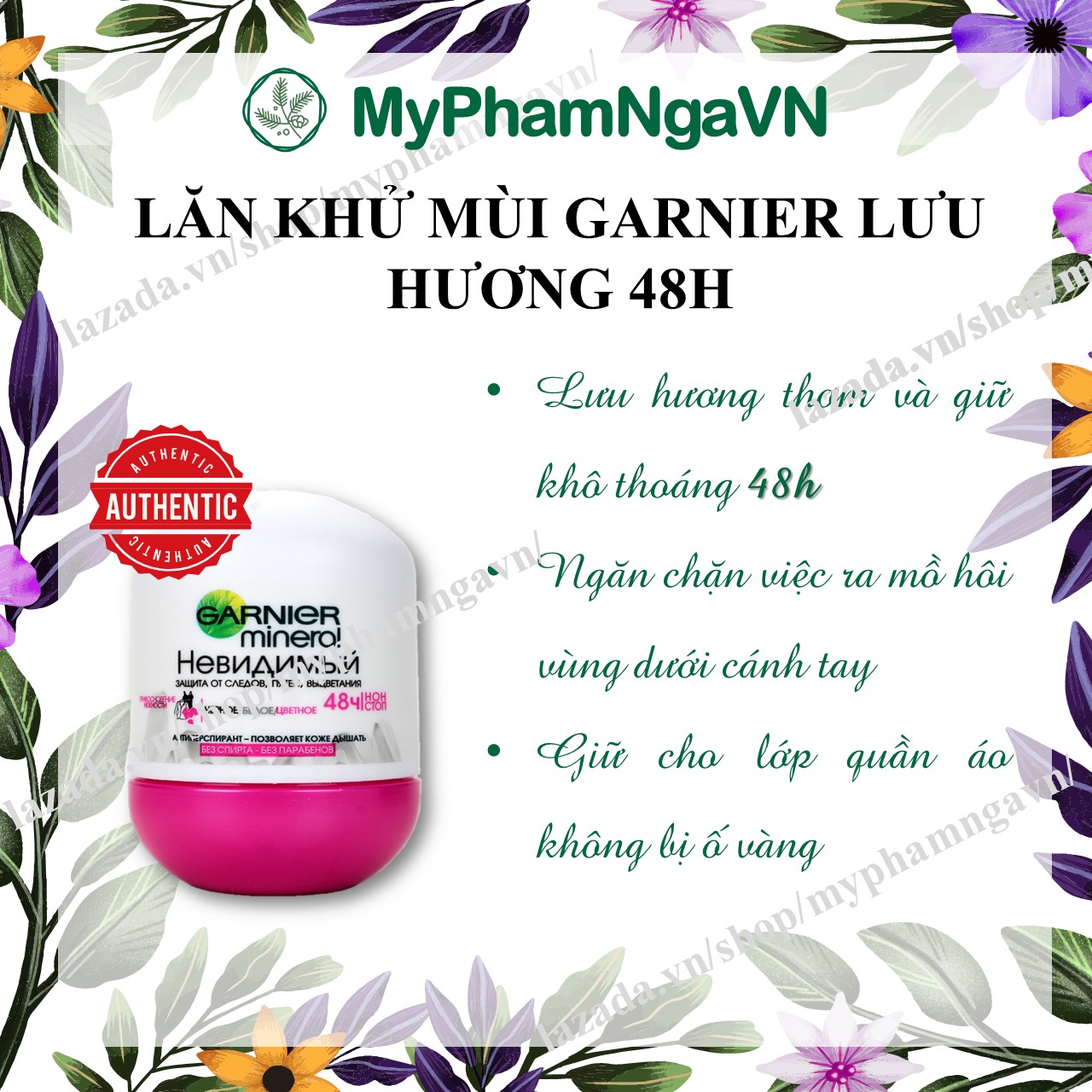 [HCM]Lăn Khử Mùi Garnier Mineral Hồng