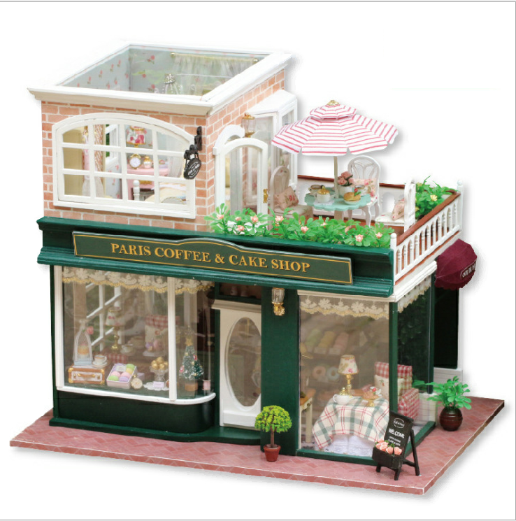 Mô hình nhà gỗ DIY – Paris coffee and Cake shop đã bao gồm mica che bụi
