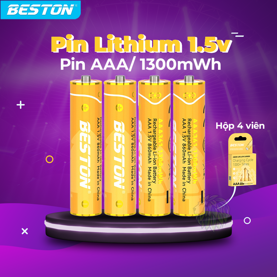 Pin tiểu sạc AA AAA 1.5V Beston Tự Ngắt Lithium-ion cao cấp Dung lượng cao cho micro Karaoke, đồ chơi trẻ em, đồng hồ