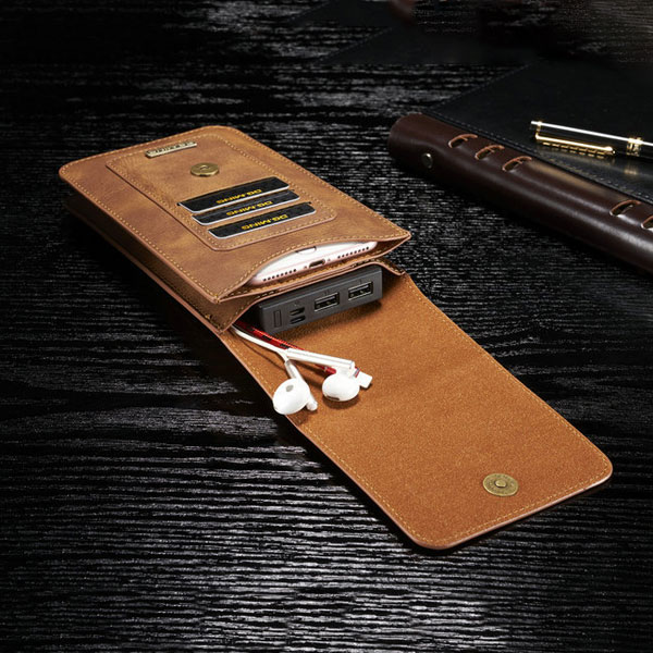 Bao da đeo thắt lưng 2 ngăn Smartphone DG.Ming - Đa năng - Đeo dọc - Đeo ngang - Chất da thật - To - Rộng - Bền