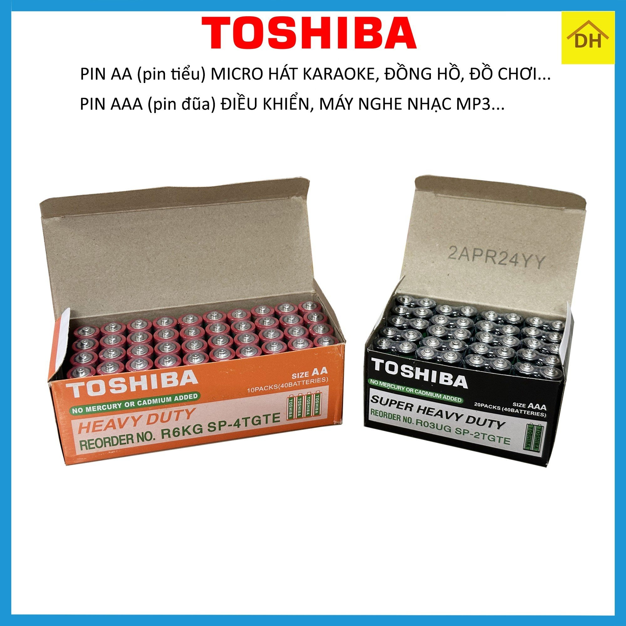 HỘP 40 Viên Pin AA - AAA TOSHIBA Thích Hợp Với Các Thiết Bị Điện Tử Pin nhập khẩu