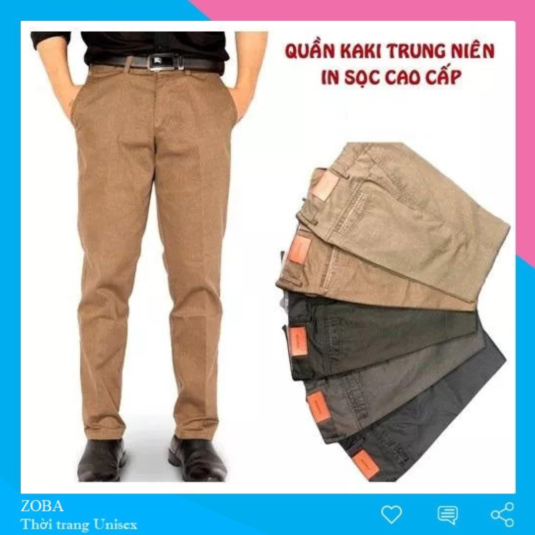 [HCM]Quần Kaki Nam Trung Niên Chất Vải In Sọc Mềm Mịn Co Giãn