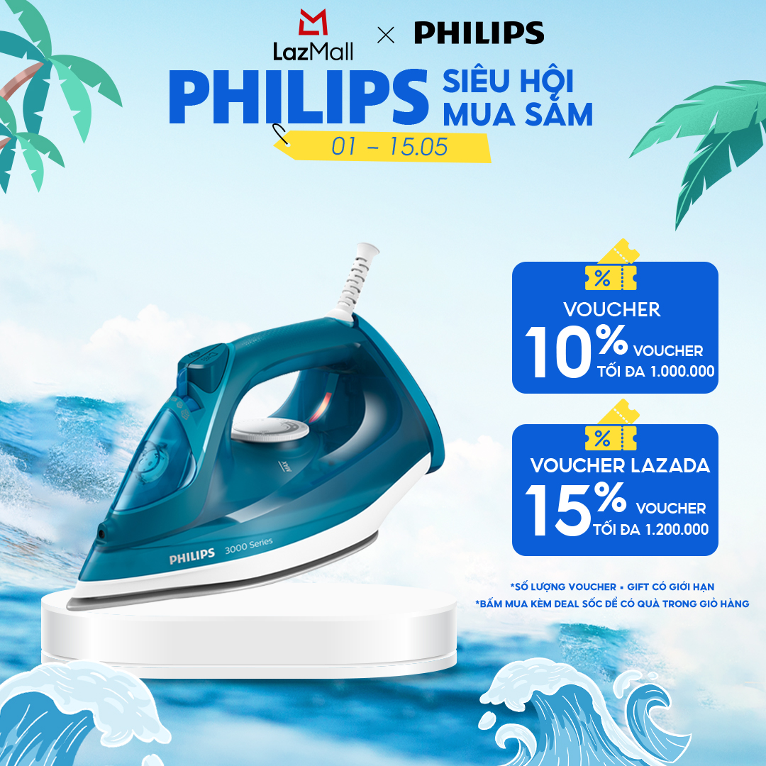 Bàn Ủi Hơi Nước Philips DST3040/70-Công Suất 2600W-Hơi Phun Mạnh Mẽ Ủi Phẳng Mọi Nếp Nhăn-Hàng Phân Phối Chính Hãng