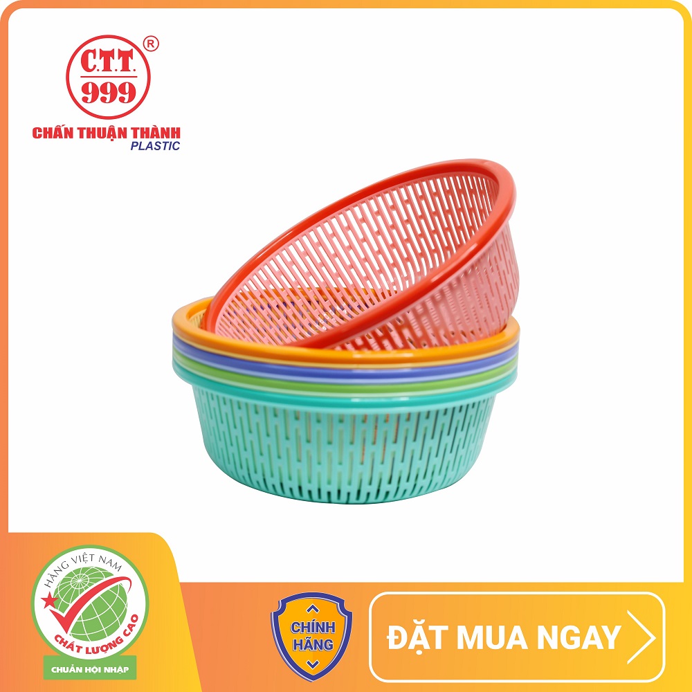 Combo 5 rổ nhựa tròn có viền 32cm Chấn Thuận Thành đựng đồ, đựng rau củ, đa năng tiện dụng hàng Việt Nam Chất Lượng Cao RV3220-5 (nhiều màu)