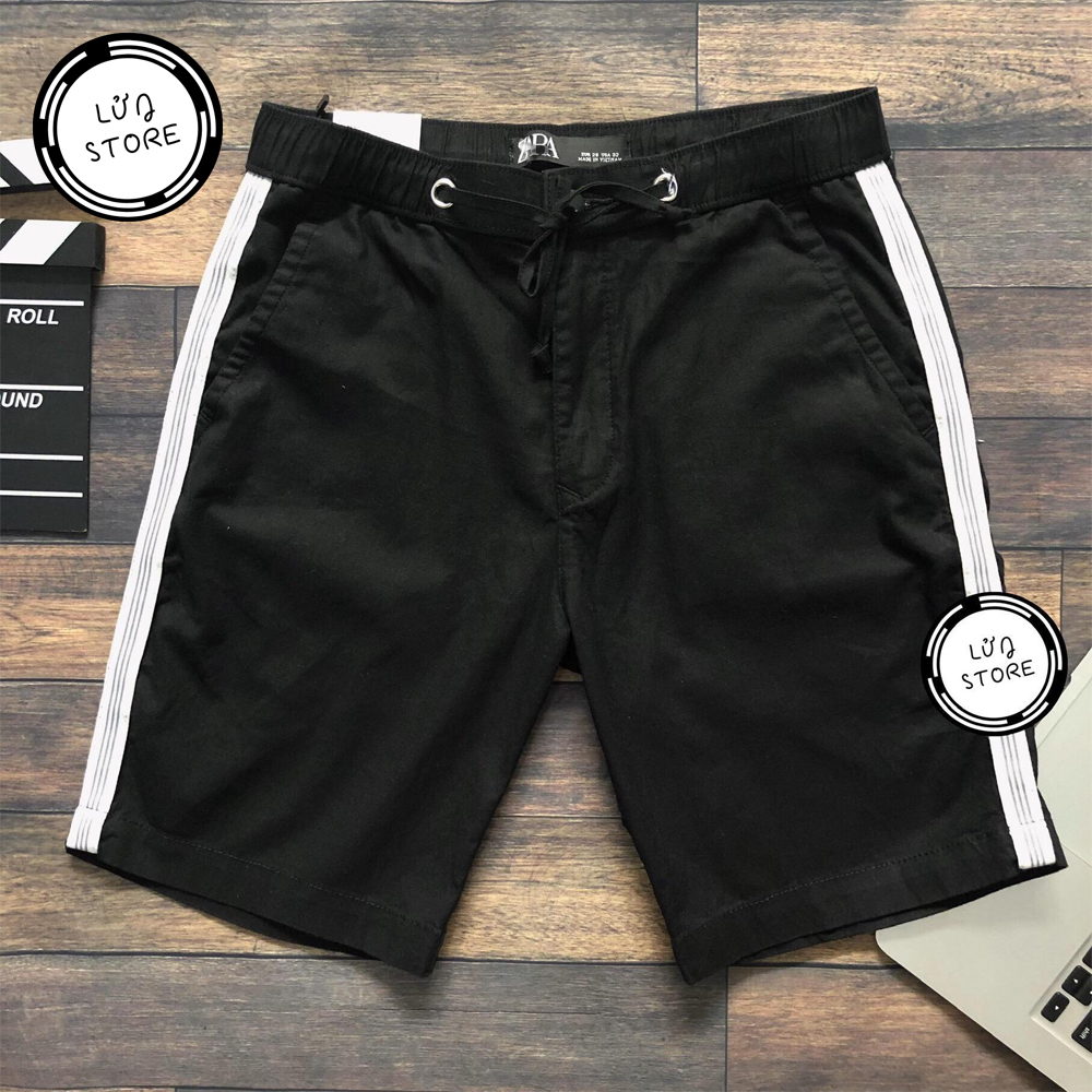 Quần short nam lưng thun lửng store màu đen - lt21