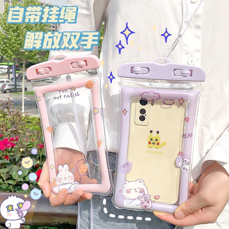 【HOT SALE】 Túi chống thấm nước đựng điện thoại chống nước Phao đi biển đi bơi hoạt hình dễ thương