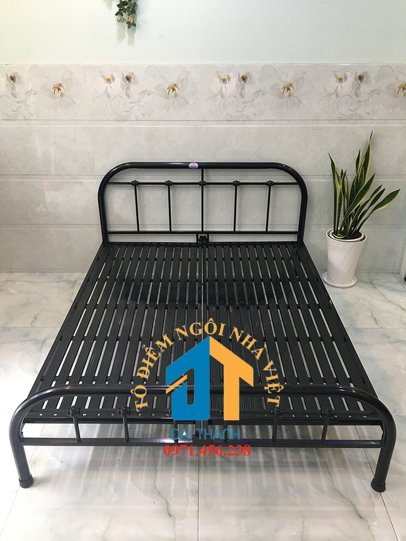 Giường sắt  sắt sơn tĩnh điên kích thước từ 1m đến 1m8x2m (1mx2m,1m2x2m,1m4x2m, 1m6x2m, 1m8x2m) mẫu 06
