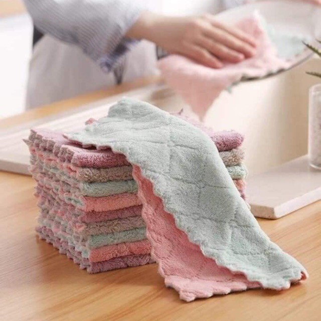 Khăn lau đa năng 2 mặt viền zíc zắc - set 10 khăn lau