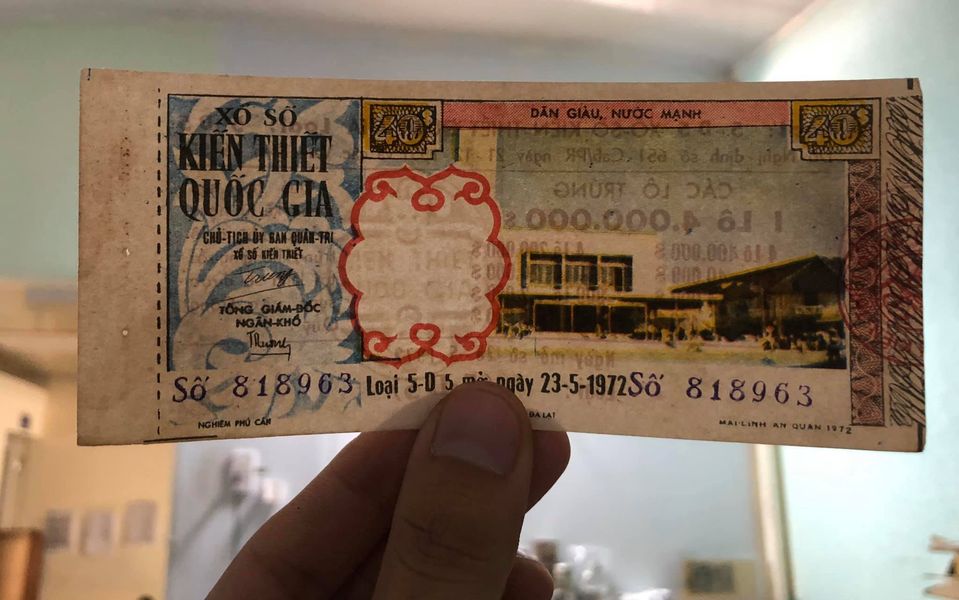 Vé số Miền Nam Việt Nam, phát hành năm 1972, phong thủy sưu tầm