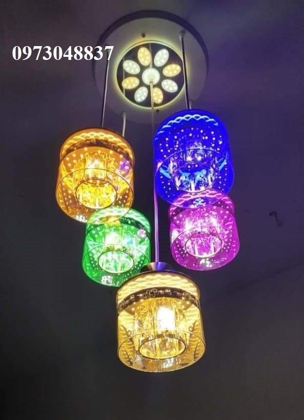 Đèn thả trần trang trí - Đèn thả pha lê 5 chao cao cấp