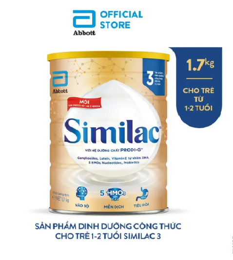Sữa bột Abbott Similac IQ 3 Plus HMO hương vani lon 1.7kg