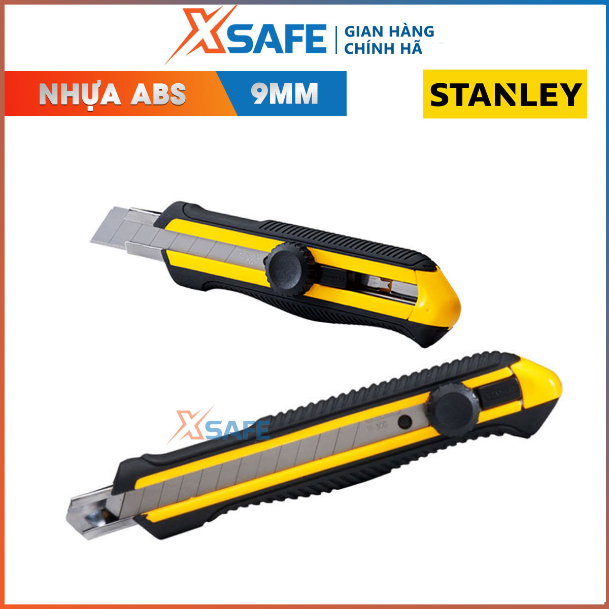 Dao rọc STANLEY STHT10409-8 9mm Dao rọc cán nhựa cao cấp, lưỡi dao được gia công từ thép hợp kim cao cấp cứng cáp và sắc bén, không gỉ sét, tuổi thọ sử dụng cao
