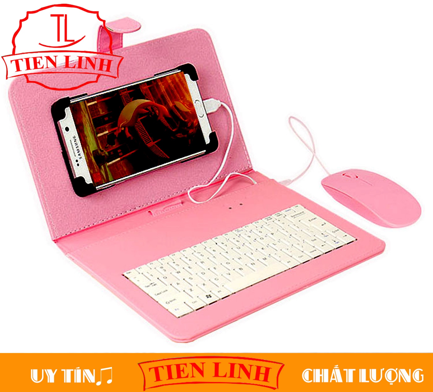 Combo Bao Da Bàn Phím + Chuột + Lót Chuột Cho Điện Thoại/ Máy Tính Bảng Hệ Điều Hành Android Có Thể Điều Chỉnh Kích Cỡ Từ 4 - 7 inch