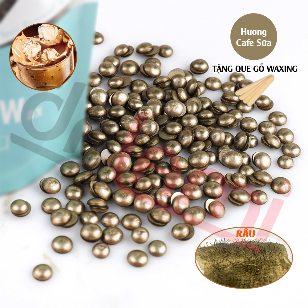 [Dành cho Lông cứng] Sáp Wax Râu, Lông nách - Sáp wax siêu bám lông, Wax sạch lông tận gốc, tẩy tế bào chết, giúp da láng mịn - Tinh chất ngọc trai, hạt nhỏ, hương thơm - Tặng kèm que gỗ waxing
