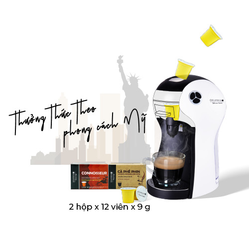 Máy pha cà phê tại nhà Delipresso K-cup chuẩn phong cách Mỹ siêu tiết kiệm, Tặng kèm 3 hộp cà phê viên nén chuẩn vị