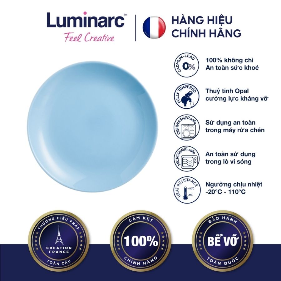 Bộ 6 đĩa thuỷ tinh luminarc diwali light blue 27cm- ludip2015