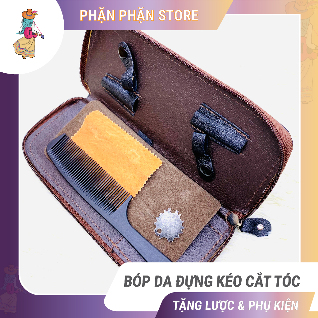 Bóp đựng kéo cắt tóc Firesmith túi ví da đựng kéo lược thời trang tặng kèm lược và phụ kiện BELLA925