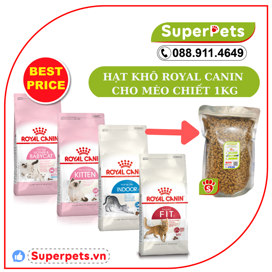 CHIẾT 1KG  Hạt Royal Canin Cho Mèo BabyCat Kitten Indoor Fit Sterilised  Nhập Pháp Chính Hãng SUPERPETS VIỆT NAM