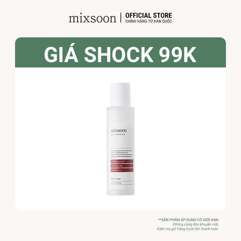 Nước hoa hồng chiết xuất rau má, tràm trà, diếp cá cấp ẩm, làm dịu da Mixsoon H.C.T Toner 150ml