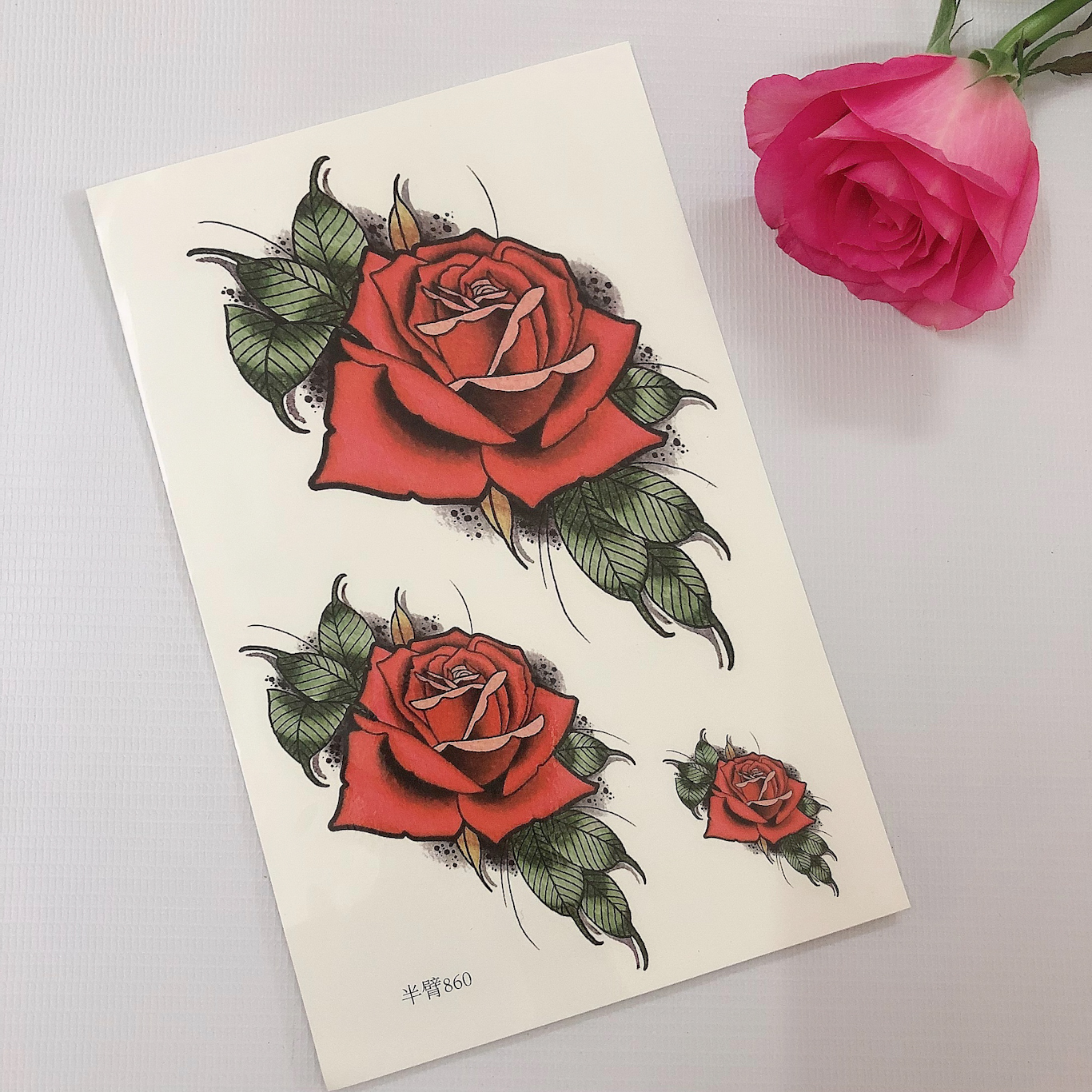 Combo 3 tấm hình xăm dán cao cấp tattoo hoa hồng BT101 (Tặng ngay 1 tấm đồng size khi mua 2 combo)