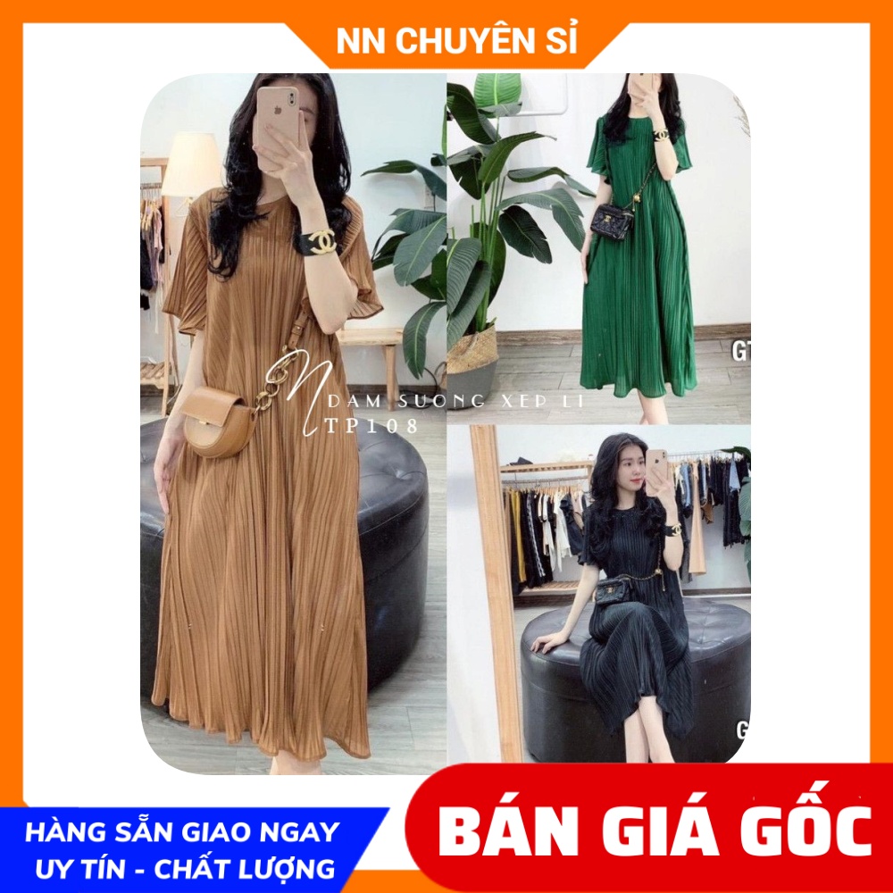 Đầm suông trơn màu dập li tp108 ⚡ đầm voal dáng suông ⚡ đầm bầu ⚡ đầm trơn màu ⚡ đầm ⚡ đầm tay ngắn⚡ đầm phom to ⚡ đầm phom to dưới 65kg ⚡ đầm suông dáng dài ⚡ đầm maxi ⚡