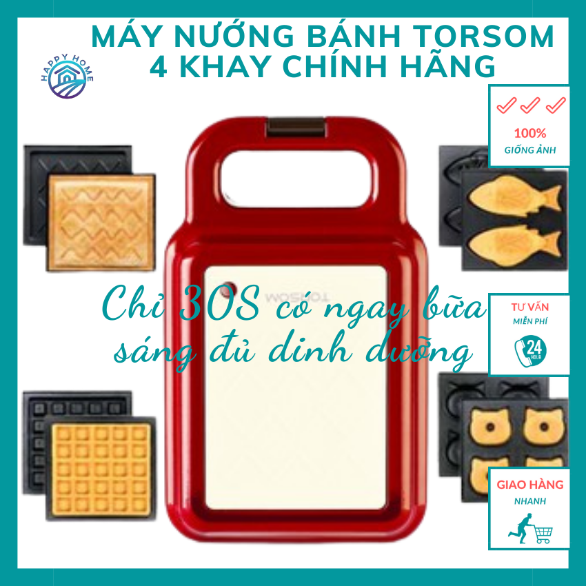 Máy làm bánh, nướng bánh TORSOM 4 khay tự ngắt - Happy Homeeeee