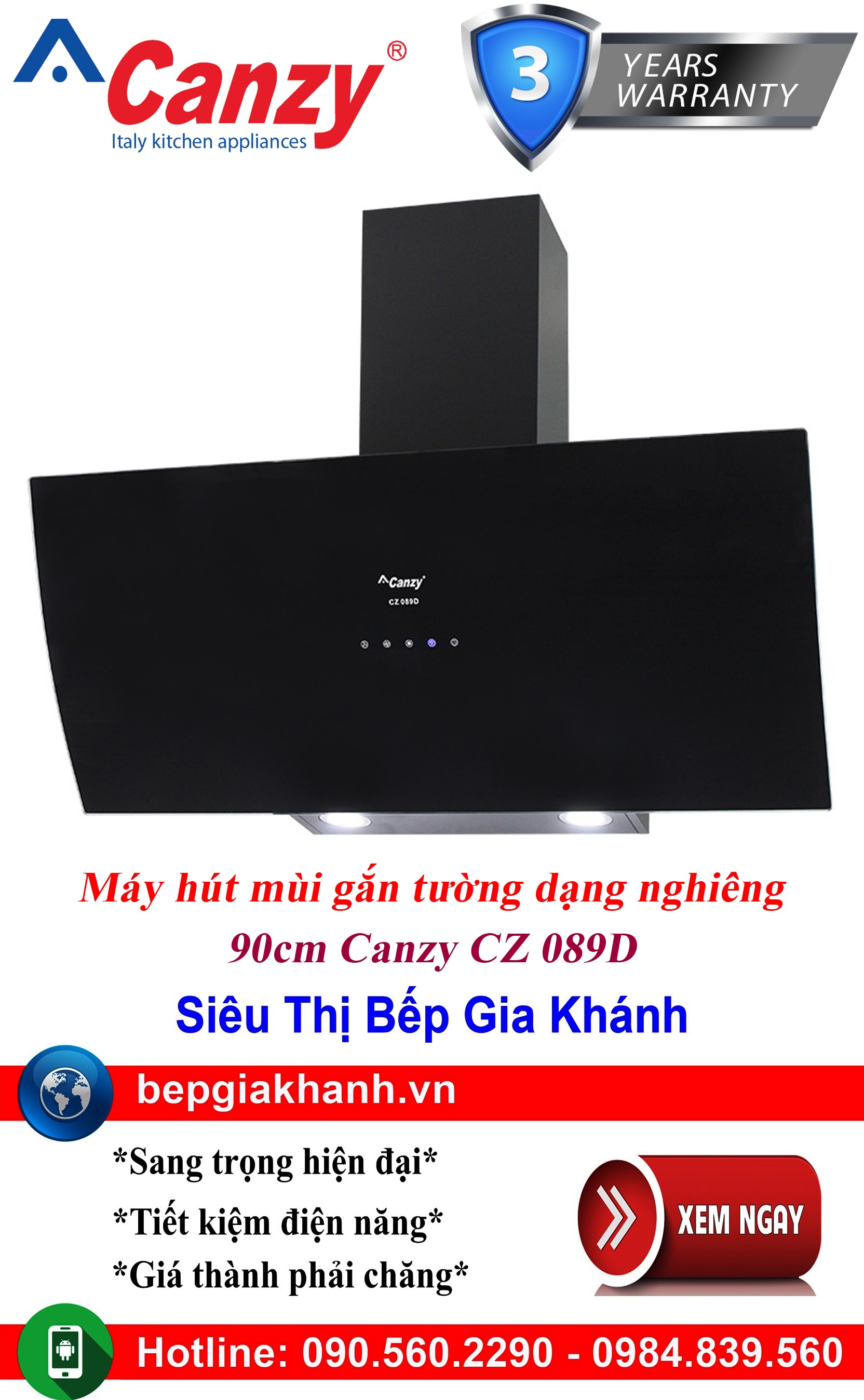 [HCM]Máy hút mùi dạng nghiêng 90cm Canzy CZ 089D, máy hút mùi nhà bếp, máy hút mùi bếp, máy hút mùi kính cong, máy hút mùi canzy, máy hút mùi mini, máy hút mùi âm trần, máy hút mùi electrolux, may hut mui