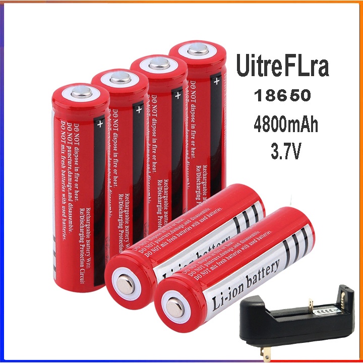 Pin sạc li-ion lớn 3v7 - 4v2 18650 4200mah màu đỏ dùng cho đèn pin - l0a - máy ảnh