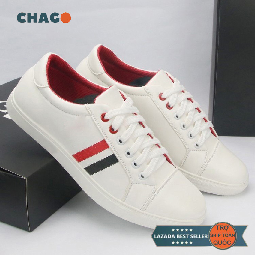 Giày thể thao nam CHAGO viền sọc nổi bật trẻ trung - giày sneaker nam thời trang - Giày thể thao nam cổ thấp giống giày mọi, giày lười nam - GTT102-LDV02