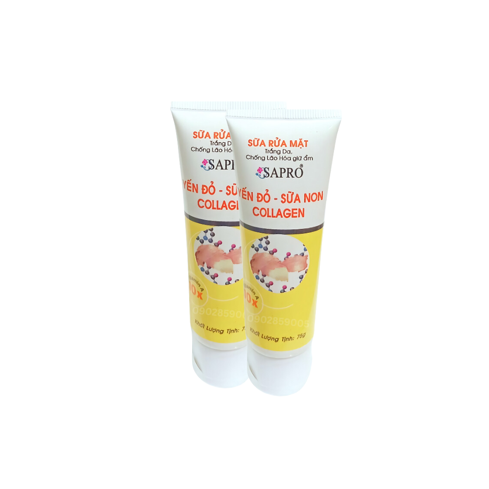 Sữa rửa mặt sapro collagen yến đỏ sữa non 75ml