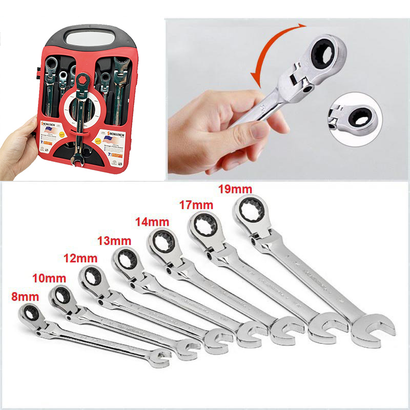 Bộ vòng miệng tự động 8-19mm - Bộ cle đa năng tiện dụng, chất lượng - thiết kế đặc biệt với cổ gật gù linh hoạt