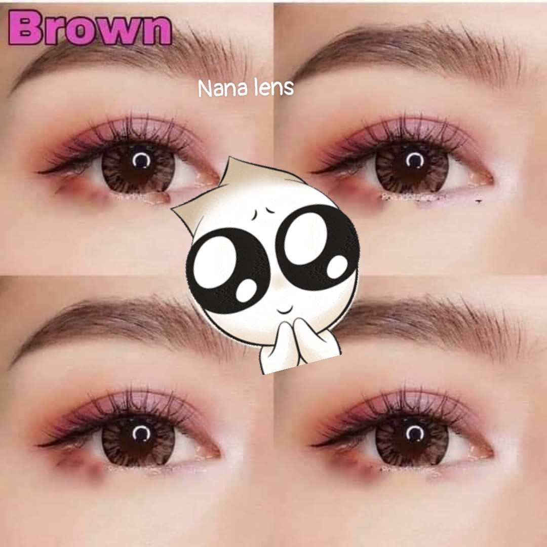 Lens nâu đen giãn tròng to (lens sử dụng 1 năm) lens đeo êm, không  cộm tặng kèm khay đựng -Nana lens